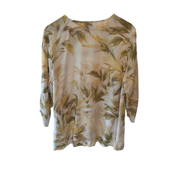 Chico’s Women’s 2 V-Neck Blouse Palm Leaf Print 3/4 Sleeve Resort Lightweight - Picture 7 of 9